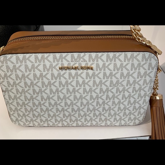 Michael Kors Handbags - $135 MK Ginny crossbody in vanilla/ acorn Michael Kors Handbags - $135 MK Ginny crossbody in vanilla/ acorn